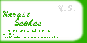 margit sapkas business card